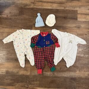 Vintage Baby Boy Clothes Hats 5-Piece Lot 1990s Gymboree Carters Healthtex READ